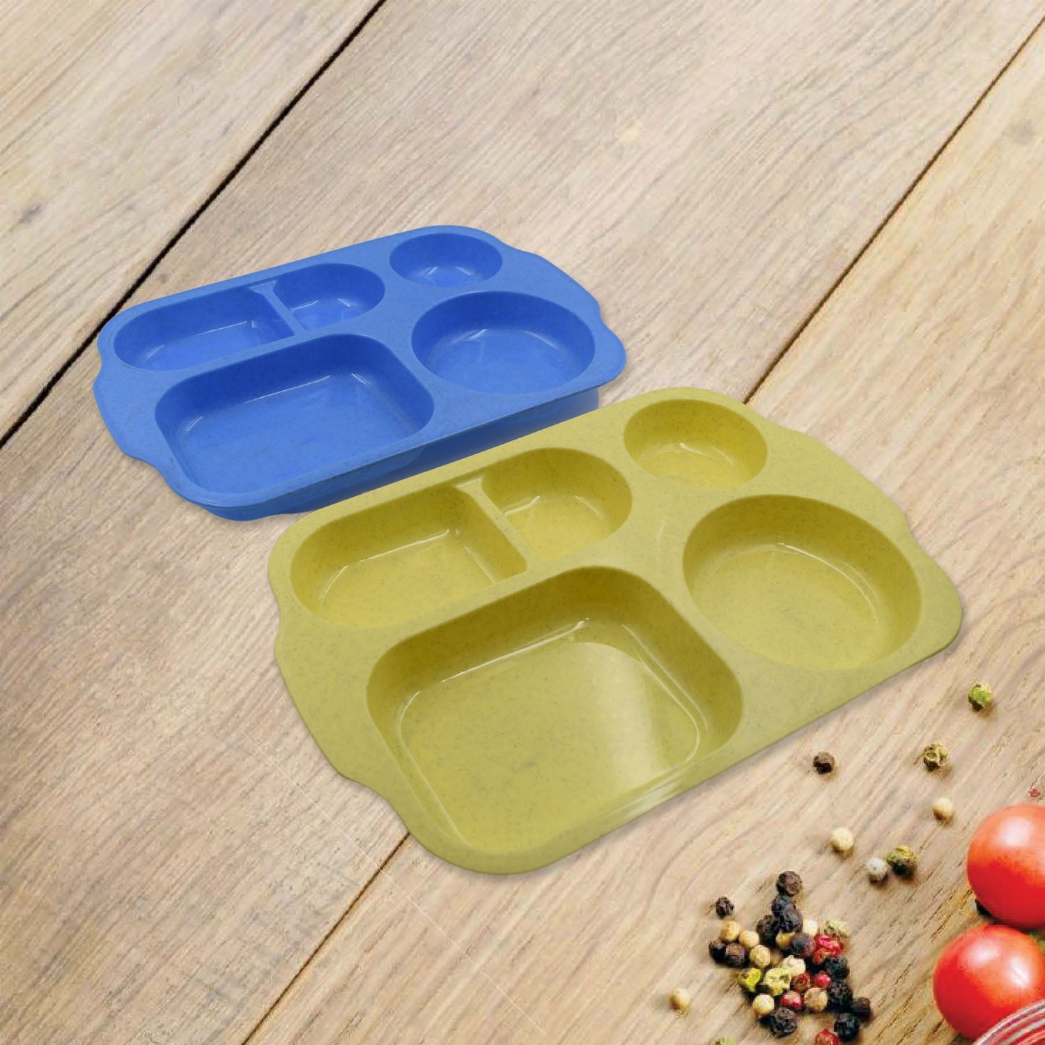 5963 Divided Plates, 5 Compartments 32 CM Split Plates, Shatterproof Separating Plates For Kids And Adults, Microwave and Dishwasher Tableware Set, Multi-Colour, Modern (4 Pc Set) 5963 Divided Plates, 5 Compartments 32 CM Split Plates, Shatterproof Separating Plates For Kids And Adults, Microwave and Dishwasher Tableware Set, Multi-Colour, Modern (4 Pc Set)